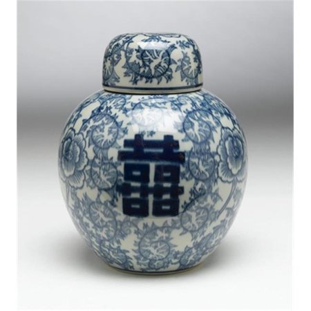 AA IMPORTING AA Importing 59765 Antiqued Pale Green & Blue Jar with Lid 59765